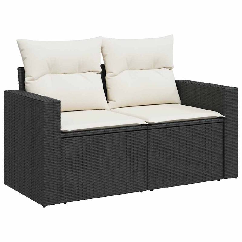 vidaXL Patio Sofa Set with Cushions Outdoor Conversation Furniture Poly Rattan - 21.7 x 39.4 x 28.7