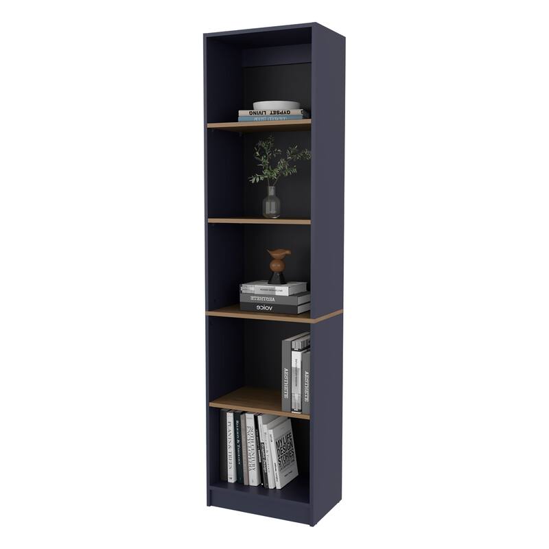Sutton Slim Bookcase with Open Storage and 5 Shelves