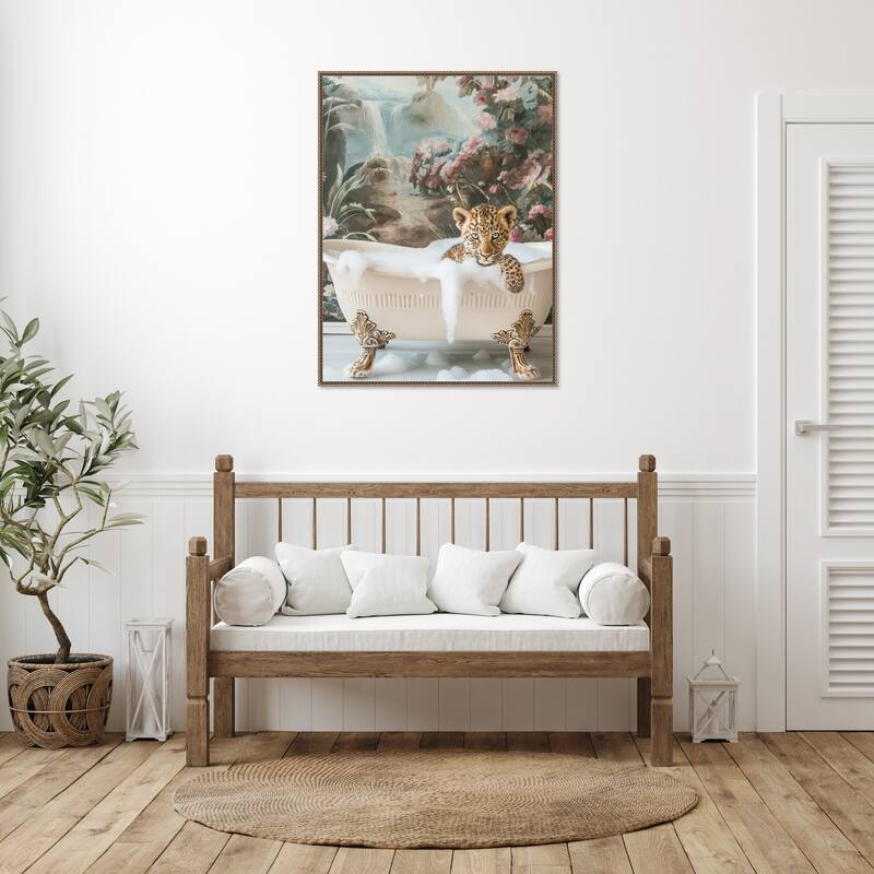 Leopard Spa Retreat by Niky Rahner Framed Canvas Wall Art