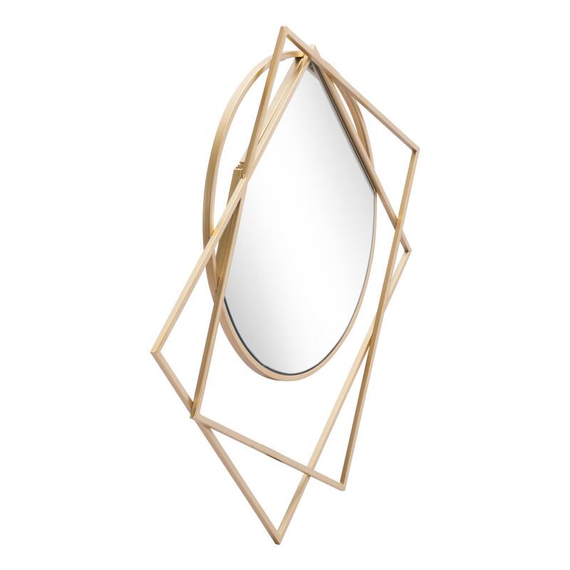 HomeRoots 32" Gold Abstract Framed Accent Mirror