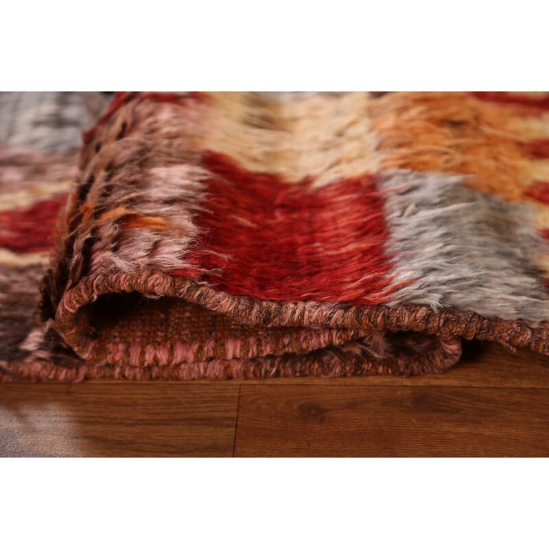 Hand Knotted Oriental 100% Wool Carpet Modern Tribal Pink Moroccan Area Rug - 7' 9'' X 5' 4''