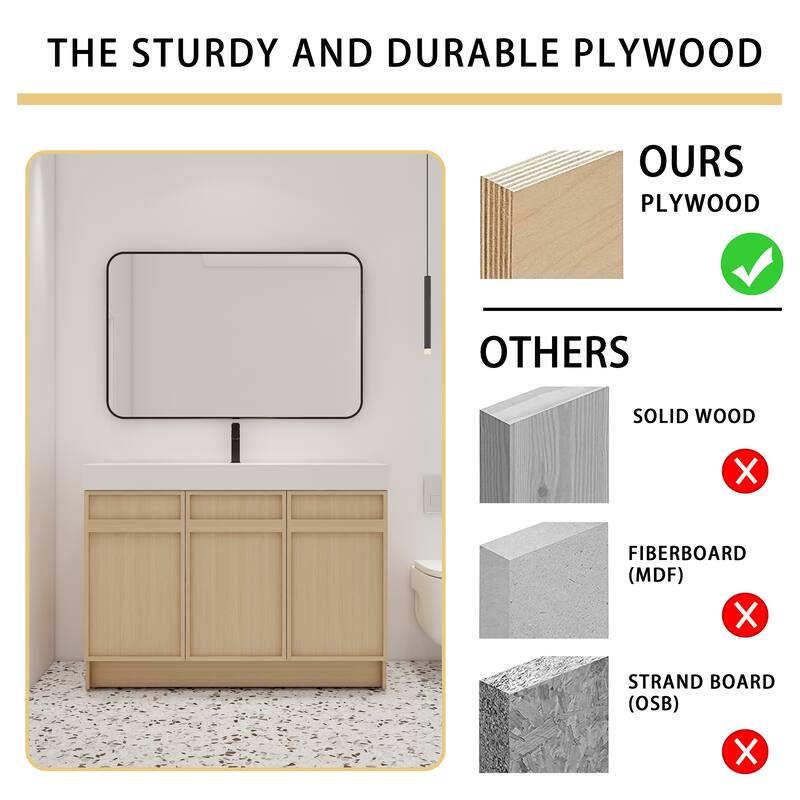Malwee 30"/36"/48"/60" Bathroom Vanity with Sink, FreeStanding Vanity with Soft Close Doors and adjustable shelf