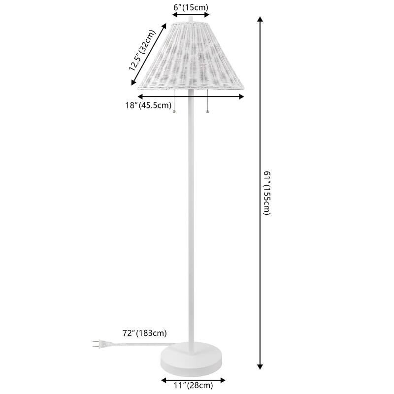 Palma 61" 2-Light Iron/Rattan LED Floor Lamp with Pull-Chain by JONATHAN Y