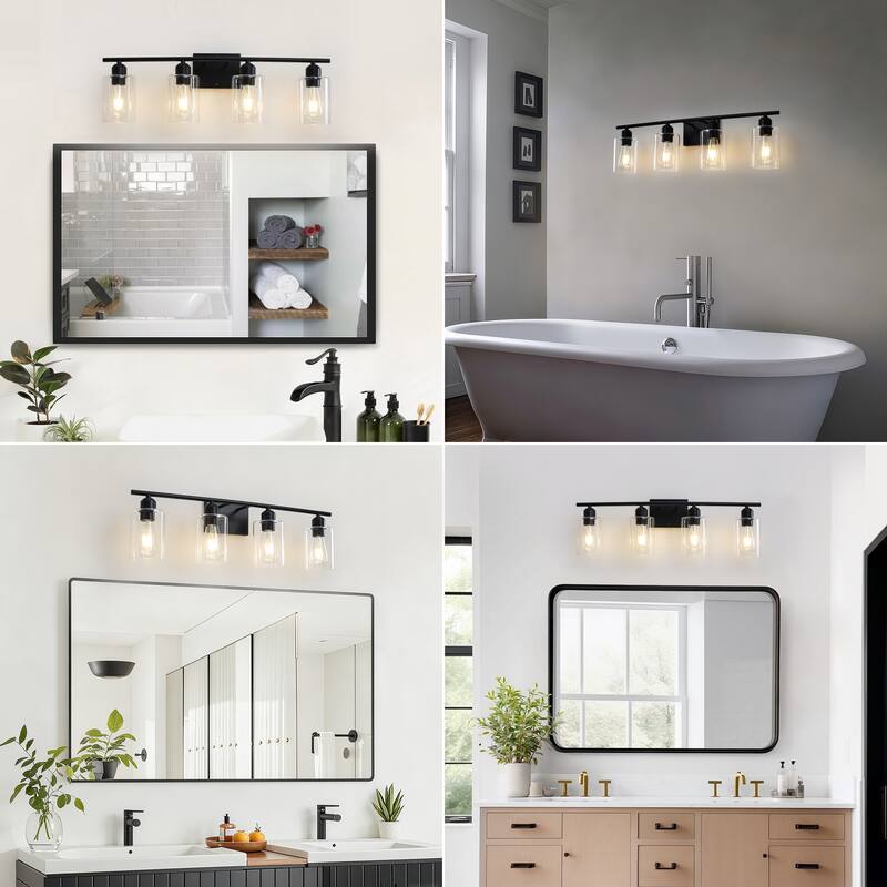 4-Light Modern Dimmable Vanity Light with Clear Glass Shade