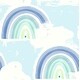 preview thumbnail 3 of 1, Seabrook Designs Day Dreamers Rainbows Unpasted Wallpaper 20.5 in. W x 33 ft. L - Blue and Green
