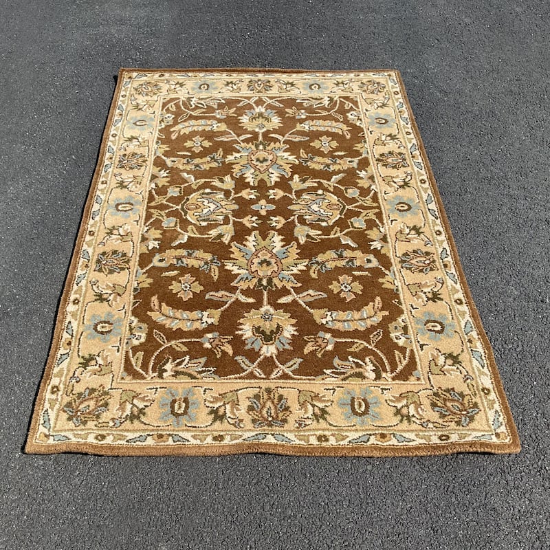 HERAT ORIENTAL Handmade Mahal Wool Rug Collection - 4' x 6' - Brown/Beige