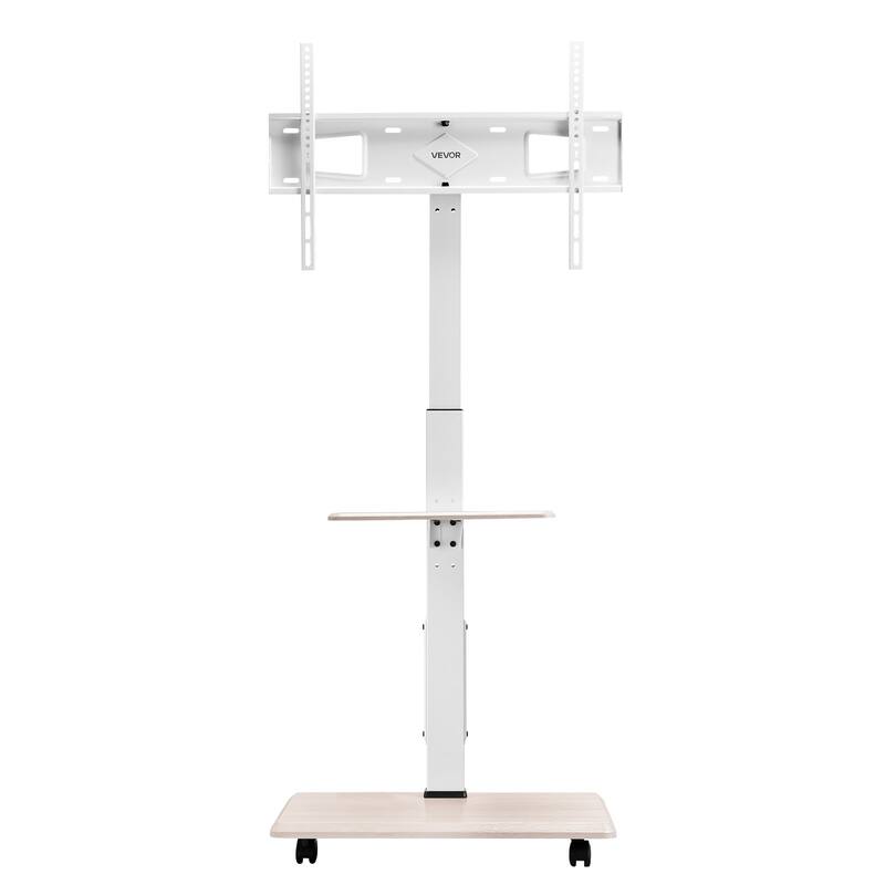 Adjustable TV Stand with Tray for 32-70 Inch TVs, Mobile Rolling Cart - 25.98 x 14.96 x 53.74 In.