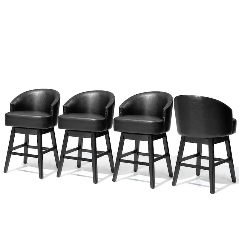 26.4''/31.9"H Faux Leather Upholstered Solid Wood Swivel Bar Stools / Counter Stools