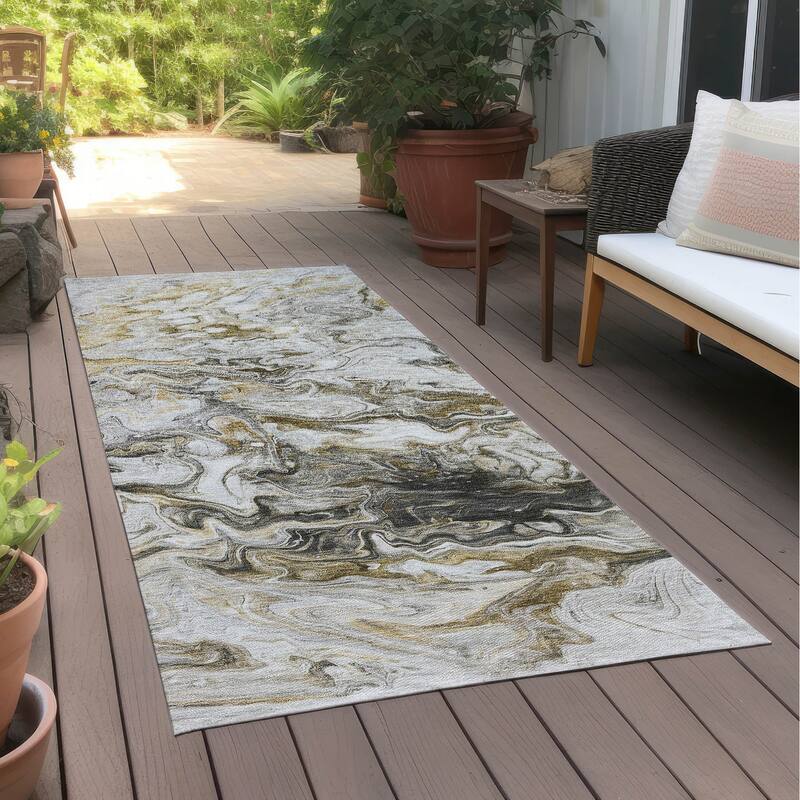 Machine Washable Indoor/ Outdoor Chantille Abstract Contempoary Rug