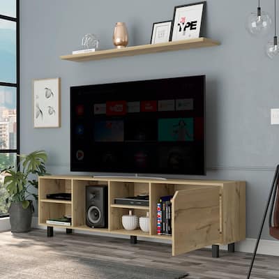 TV Stand for TV´s up 70", Four Open Shelves, Light Oak Finish