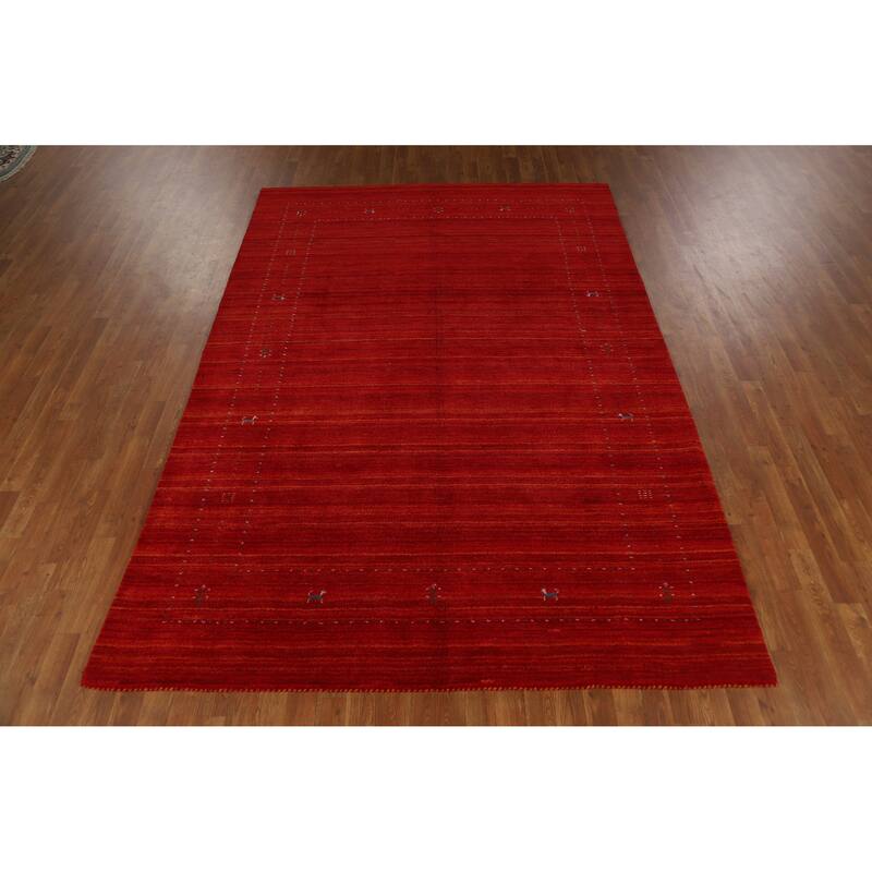 Tribal Gabbeh Indian Area Rug Hand-Knotted Modern Wool Carpet - 6'6" x 9'6"