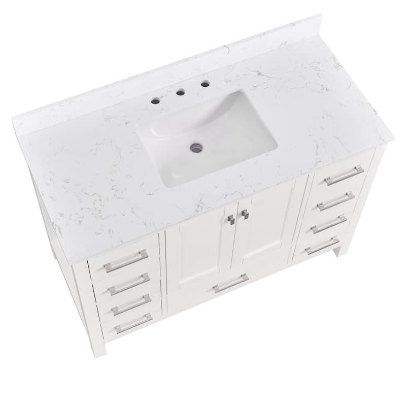 StarrySky 48 inch Undermount Single Sink Bathroom Vanity with Engineered Carrara Marble Top