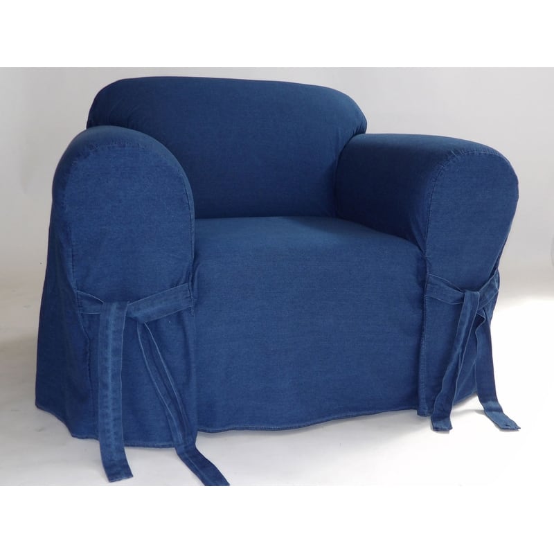 Classic Slipcovers Blue Authentic Denim 12-ounce 1-piece Chair Slipcover - N/A - Blue