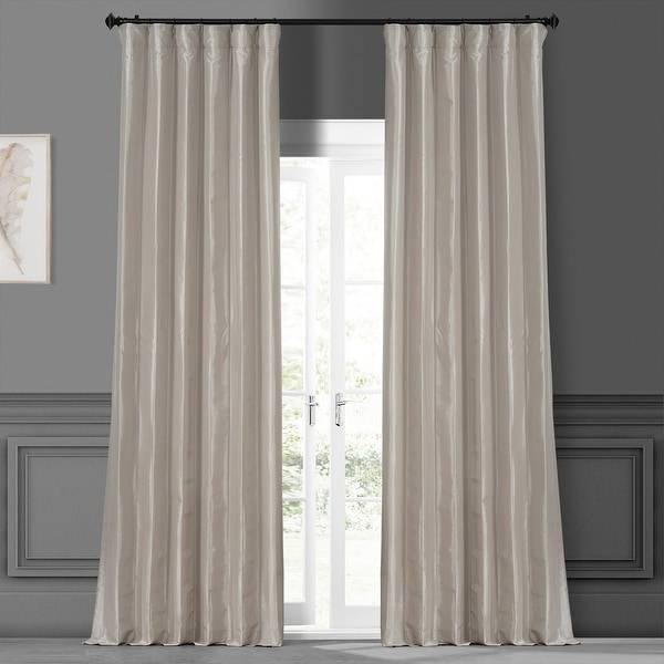Exclusive Fabrics Solid Faux Silk Taffeta Antique Beige Curtain Panel. Opens flyout.