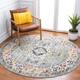 SAFAVIEH Madison Andra Boho Oriental Distressed Rug - 6'7" x 6'7" Round - Grey/Ivory