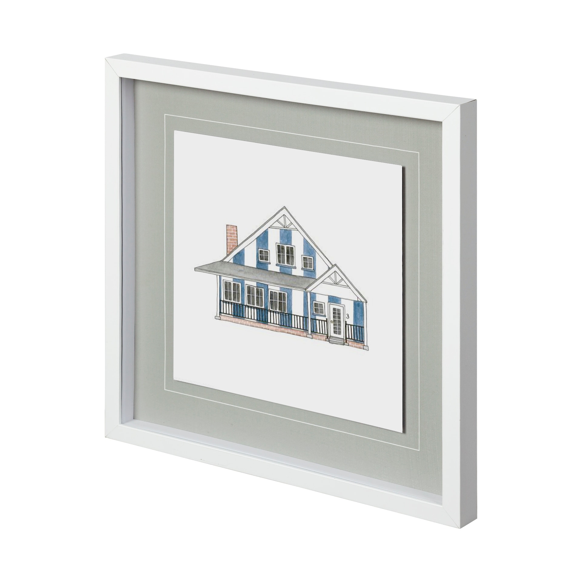 Mercana Petit Mansion IV by Jones a Hand Embellished Textured Framed Art Print Matted under Glass