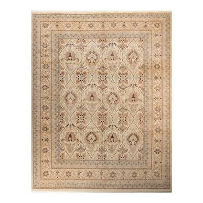 Overton Hand Knotted Wool Vintage Inspired Traditional Mogul Ivory Area Rug - 9' 2" x 11' 9"