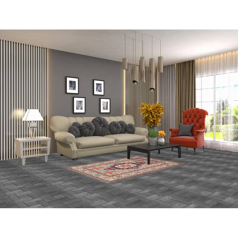 Traditional Grey Kazak Foyer Rug Hand-Knotted Wool Carpet - 3'2" x 4'11"