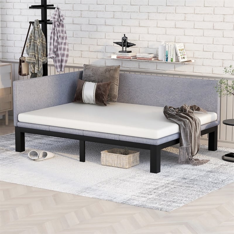Merax Upholstered Daybed/Sofa Bed Frame Twin/Full Size Linen - Grey - Full