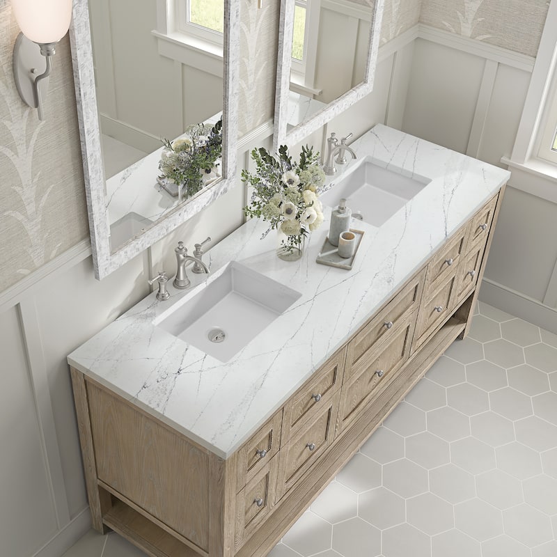 James Martin Vanities Breckenridge 72" Double Vanity, Whitewashed Oak