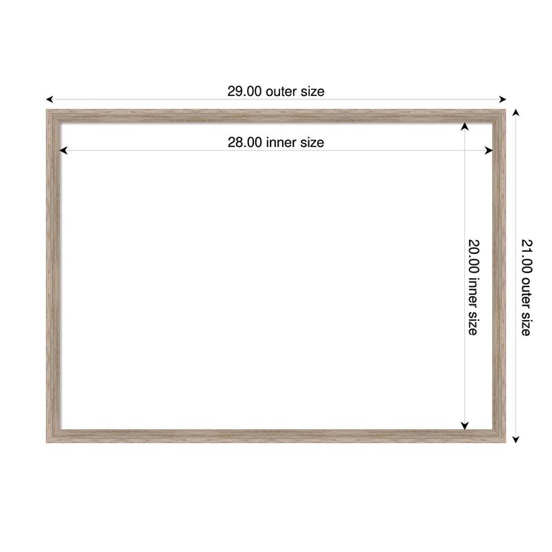 Amanti Art Hardwood Wedge Mocha Framed Dry Erase Magnetic Board - 29 x 21 in - Hardwood Wedge White Wash
