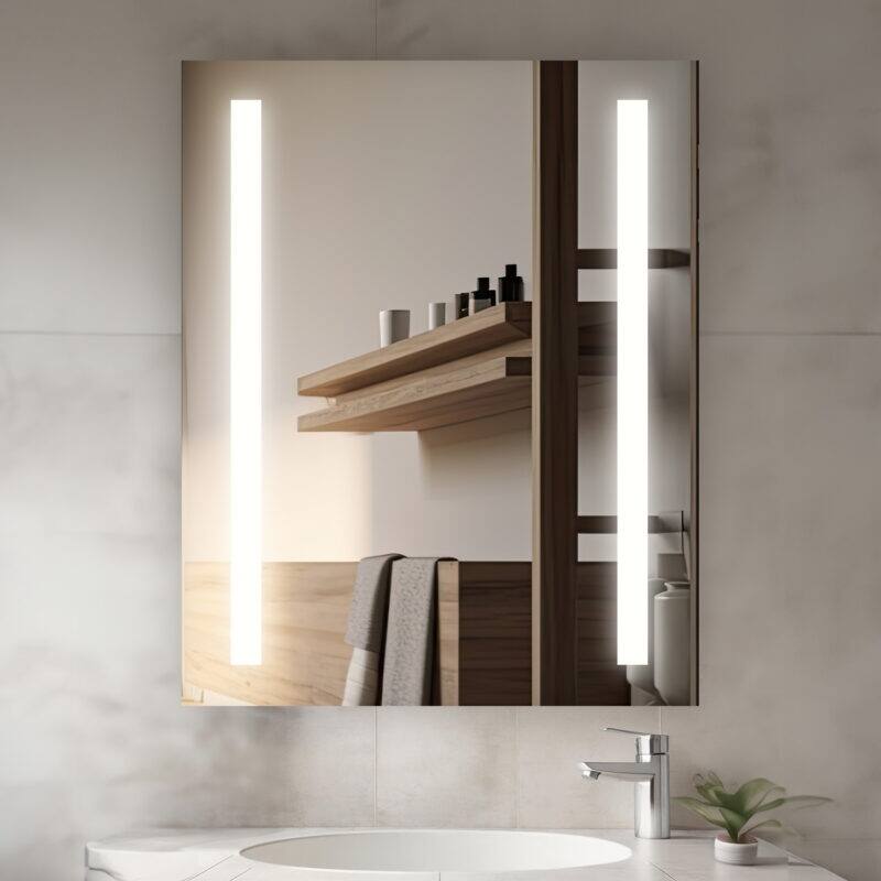 Lighted Medicine Cabinet, Defogger, 3X Vertically Adjustable Magnifying Mirror - 24"x30"/Right-Hinge