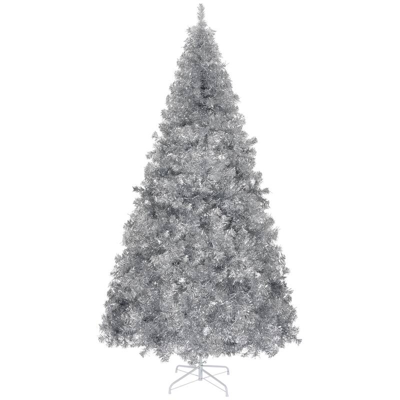 6 Feet Silver Christmas Pine Tree with 800 Branch Tips and Lush Full Look Included Metal Stand - 6 Feet