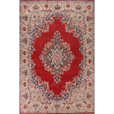 Floral Kerman Persian Vintage Rug Handmade Wool Carpet - 8'8"x 11'11"