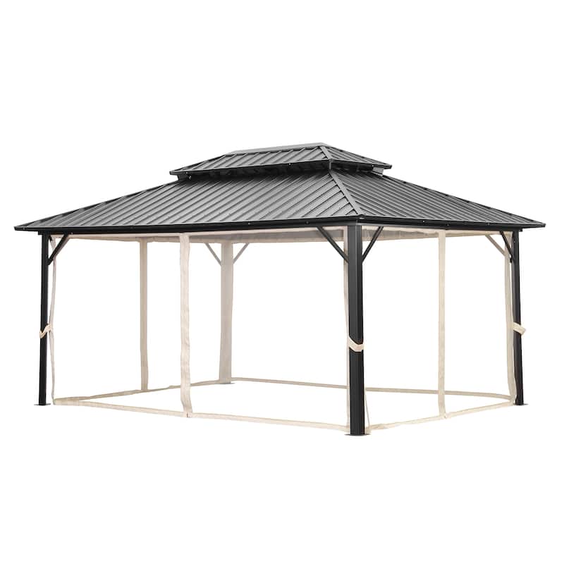 Outdoor Steel Gazebo Galvanized Steel Roof Aluminum Post Hardtop Gazebo