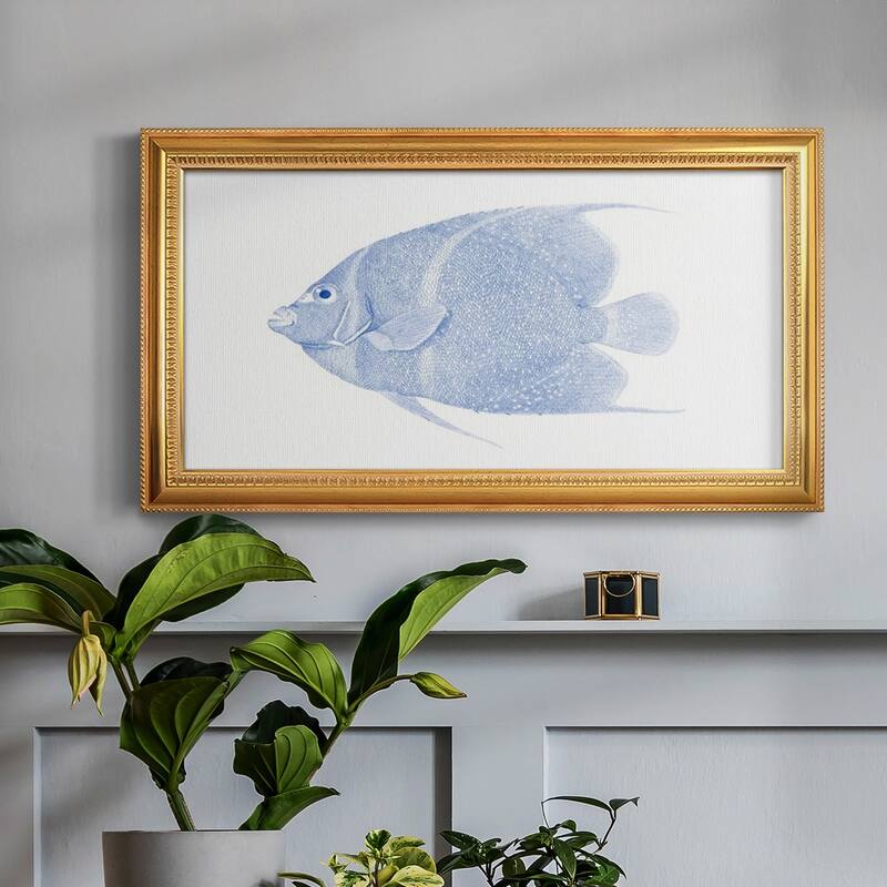 Blue & White Tropical Fish V Premium Framed Canvas- Ready to Hang