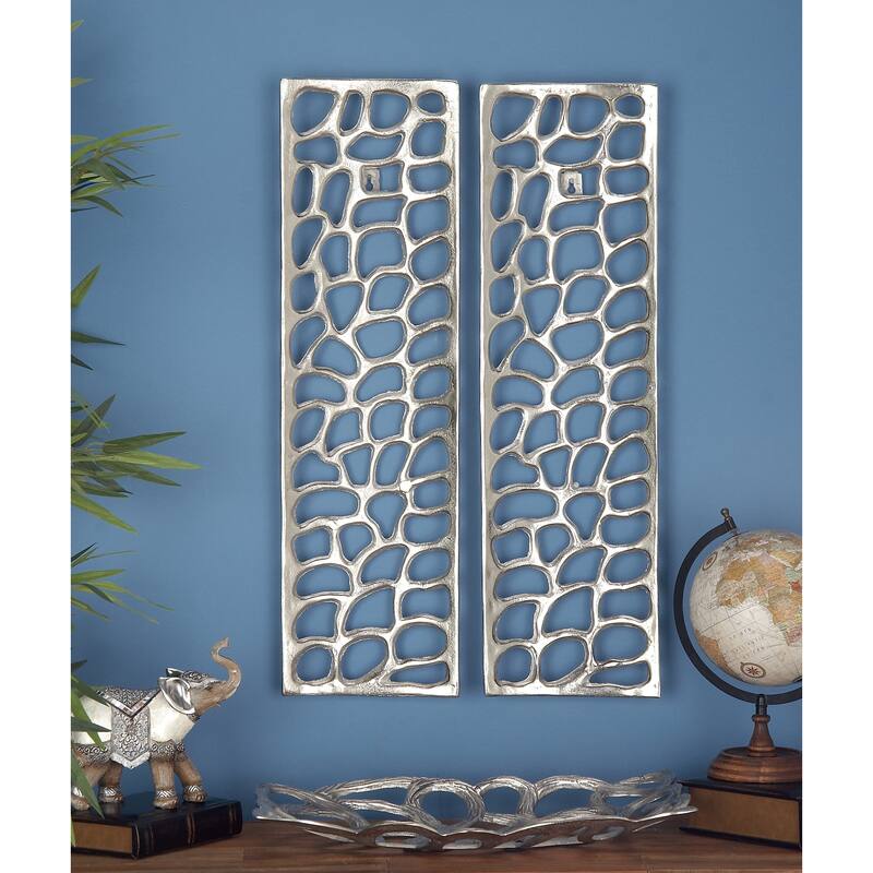 Silver Aluminum Metal Inspired Coral Wall Decor (Set of 2) - Silver or Gold