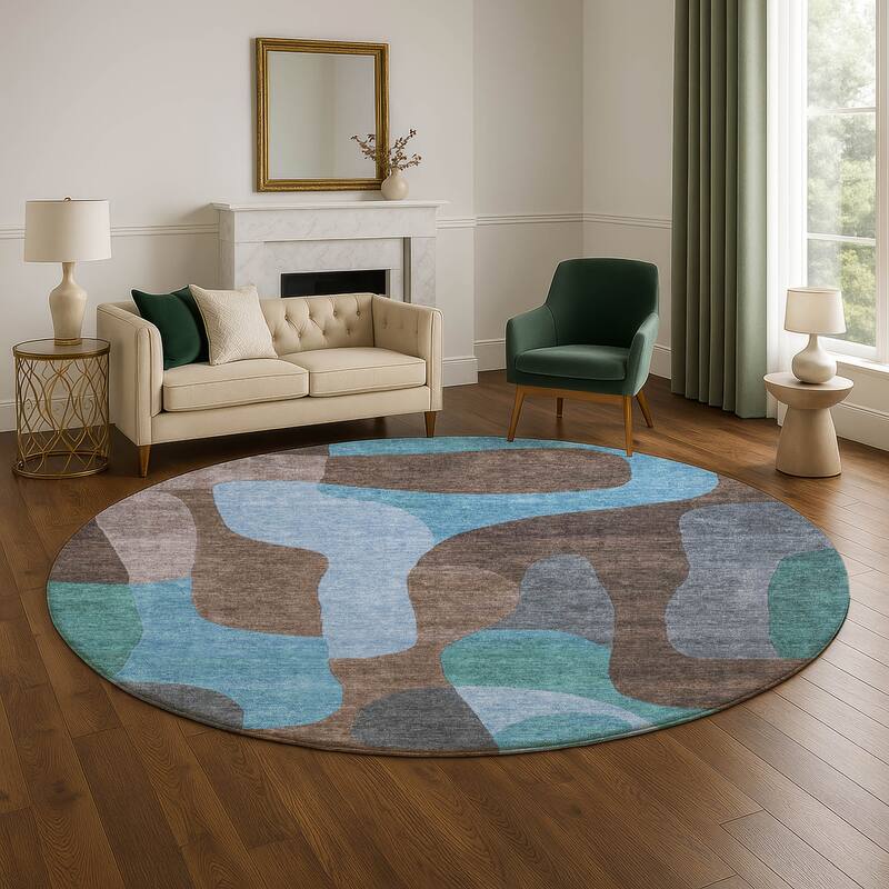 Premium Washable Super Soft Contemporary Siena Mayfield Rug - Brown - 8' x 8'