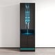 preview thumbnail 1 of 6, Meble Furniture Disparo 01 Tall LED Bookcase with 9 Shelves & 16-Color Lighting, 22W x 15.7D x 70.9H inches, High Gloss & Matte Black