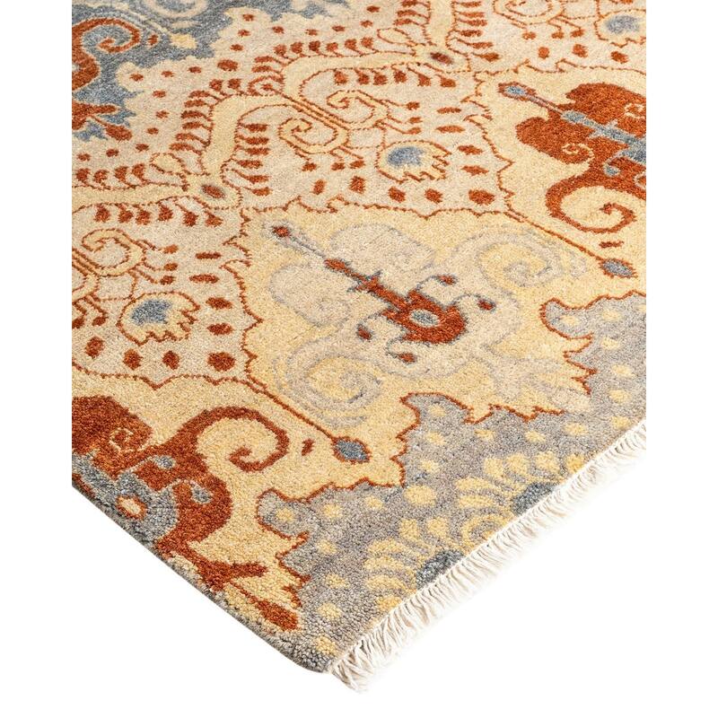 Ikat One-of-a-Kind Hand-Knotted Area Rug - Gray, 9' 3" x 12' 3" - 9' 3" x 12' 3"