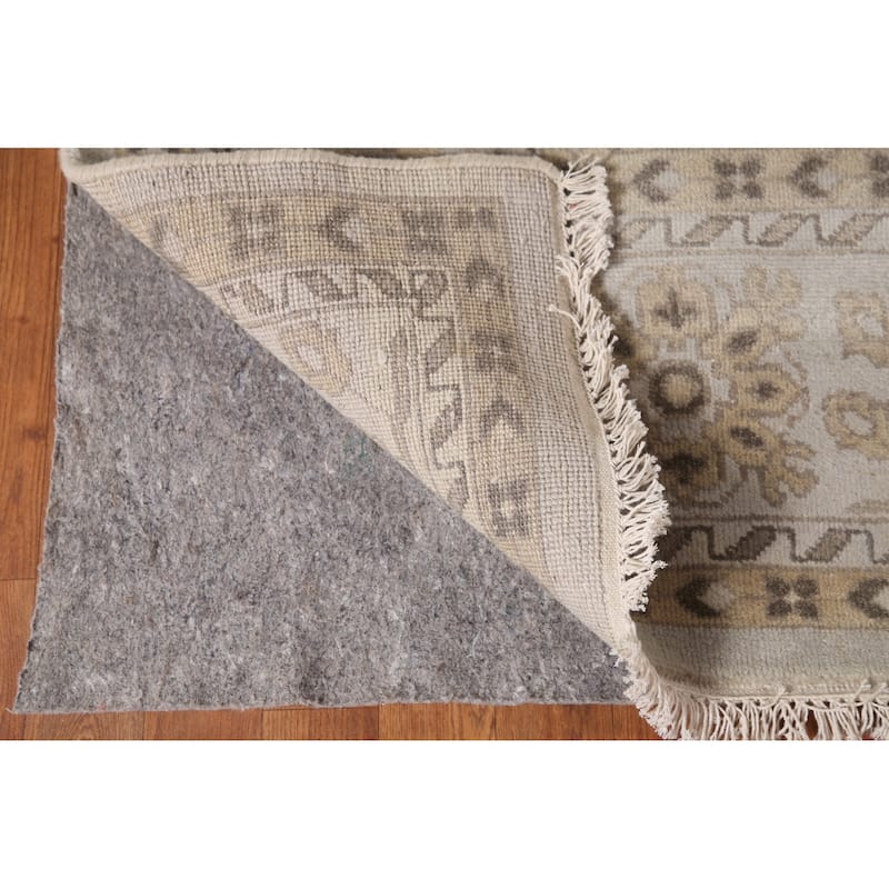 Geometric Oushak Area Rug Hand-Knotted Oriental Wool Carpet - 9'0"x 11'9"