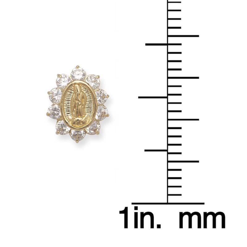 Curata 14k Yellow Gold Cubic Zirconia Jesus Halo Screw-back Earrings