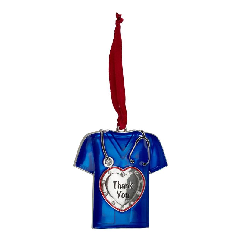 3" Silver Plated Blue Scrubs Christmas Ornament 11 European Crystals