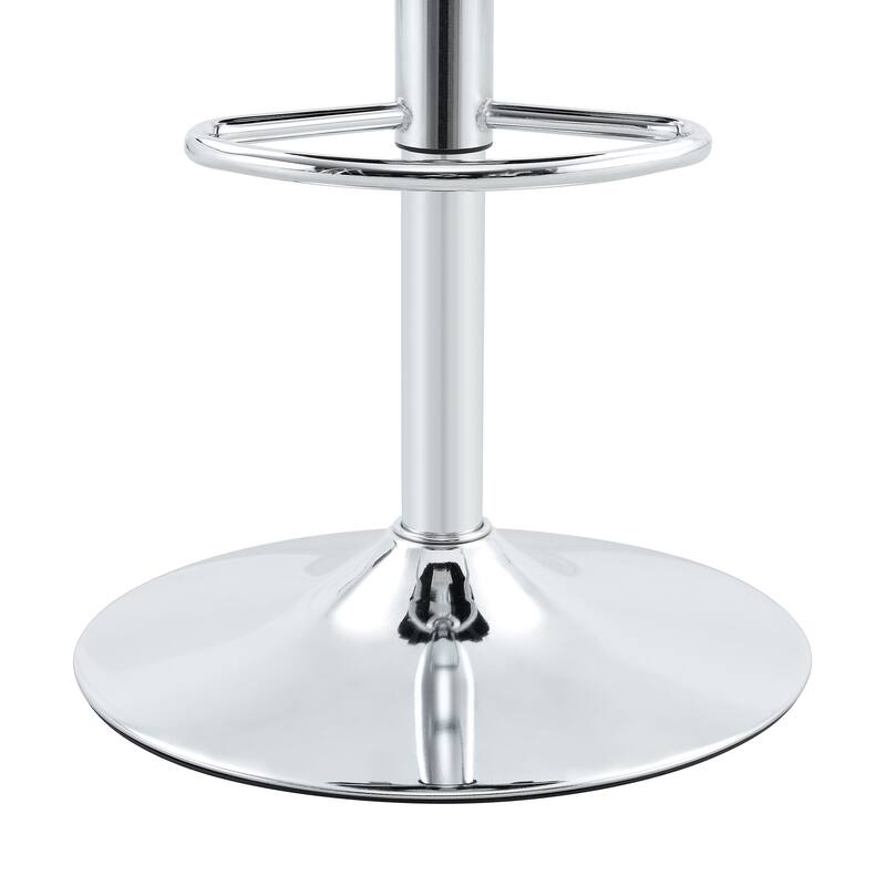 PU Leather Upholstered Bar Stools Set of 2, Adjustable Height Swivel Bar Stools, Dining Chairs with Chrome Base & Footrest