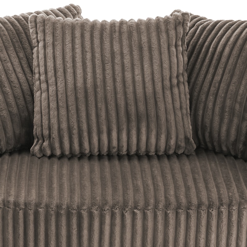Oversized 43" W Plush Corduroy Recessed Arm Swivel Barrel Chair