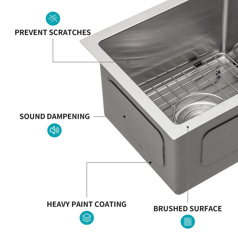 Undermount Stainless Steel Kitchen Sink 16 Gauge 9 Inch Deep Single Bowl Kitchen Sink Basin