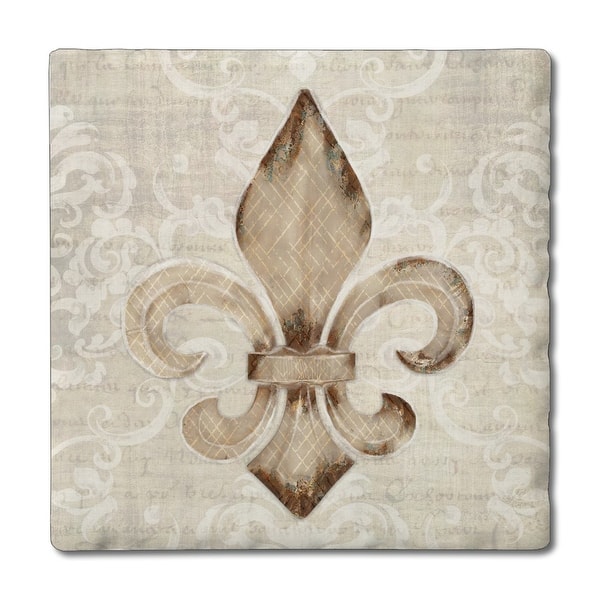 slide 2 of 7, Deco Fleur 4-Pack Absorbent Stone Coasters with Protective Cork Backing 4" Square Made in The USA Easily Wipes Clean Multi