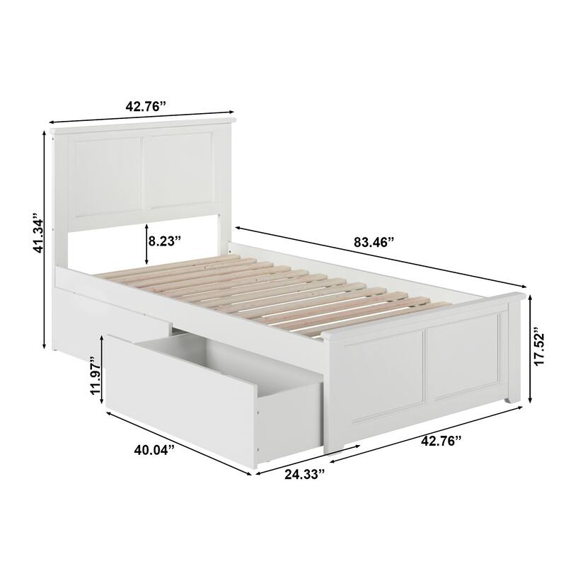 Madison Platform Bed with Matching Footboard with Storage Drawers