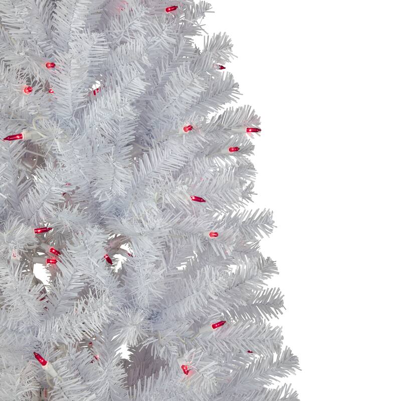 6.5' Slim Geneva White Spruce Artificial Christmas Tree Pink Lights - 6.5 Foot