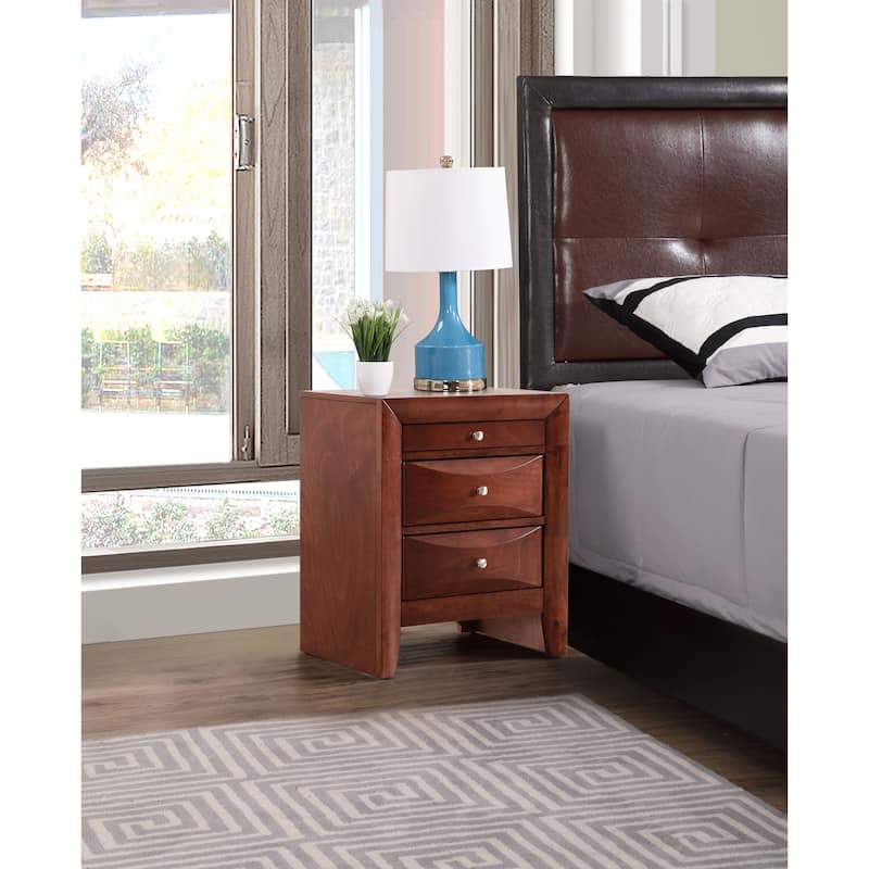 Marilla 3-drawer and Wood Nightstand - Cherry