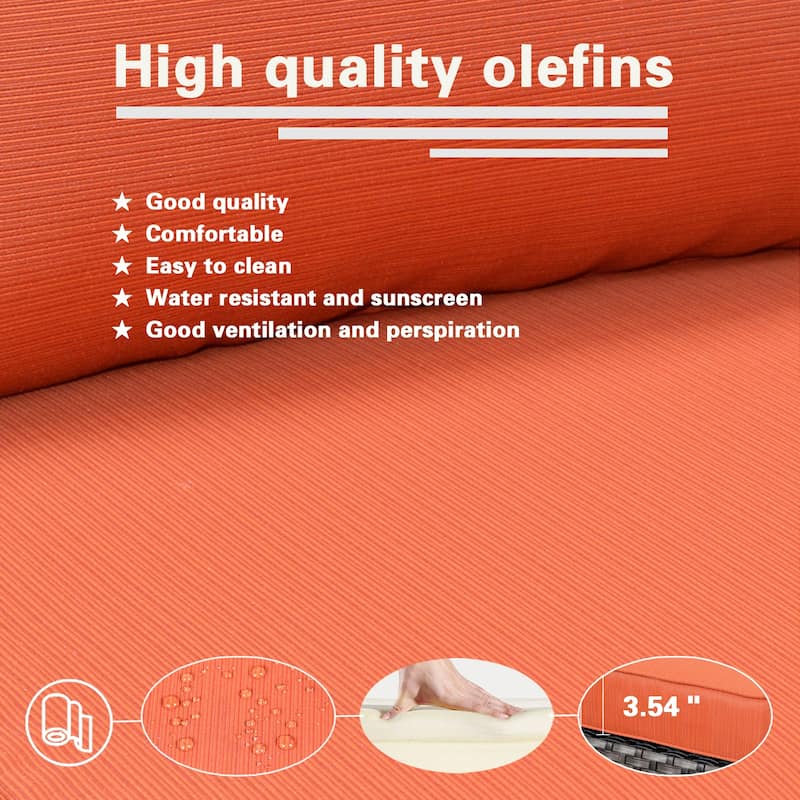 OVIOS 7-piece Wicker Sectional Sofa Swivel Rocking Chair Set With Fire Pit