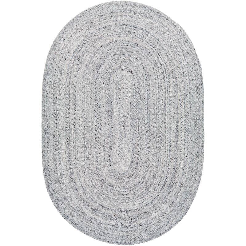 Surya Silvia Outdoor Safe Modern Stripe Area Rug - 6' x 9' Oval - Med Grey