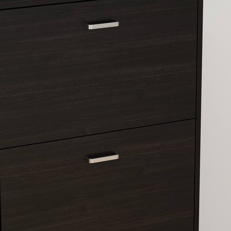 23.6"W Trendy Shoe Storage Cabinet with 3 Large Fold-Out Drawers