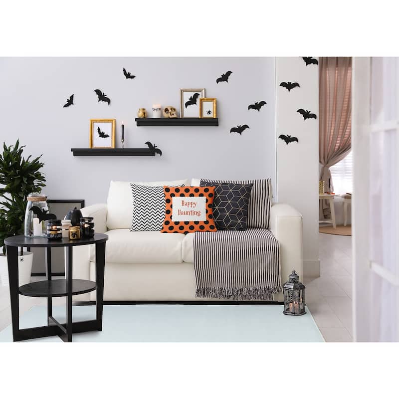 Halloween Happy Haunting Dots Accent Pillow
