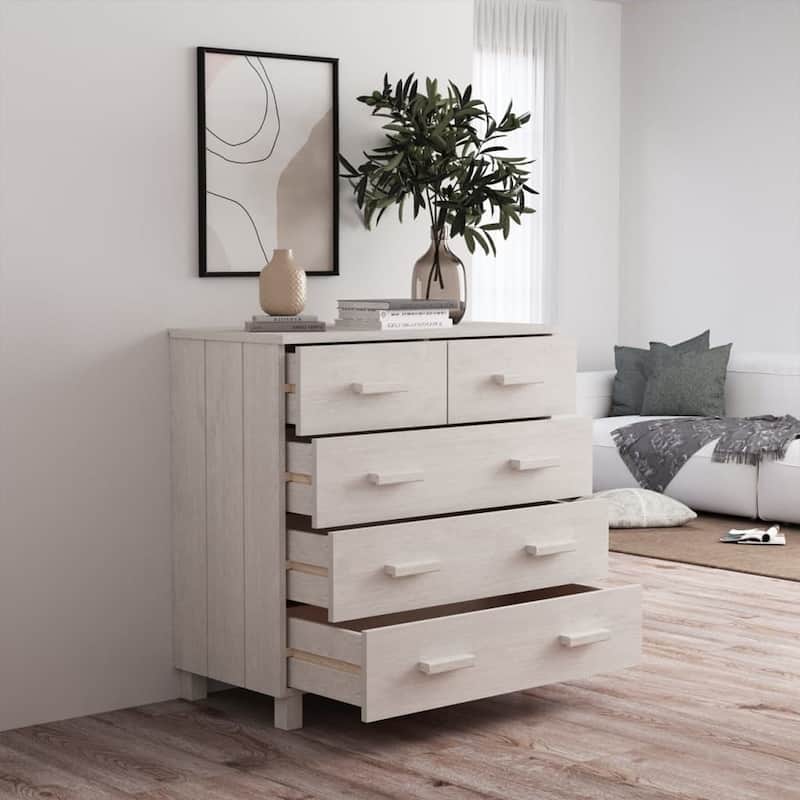 vidaXL Sideboard Bar Buffet Console Cabinet with Drawers HAMAR Solid Wood Pine - 31.1"x15.7"x31.5"