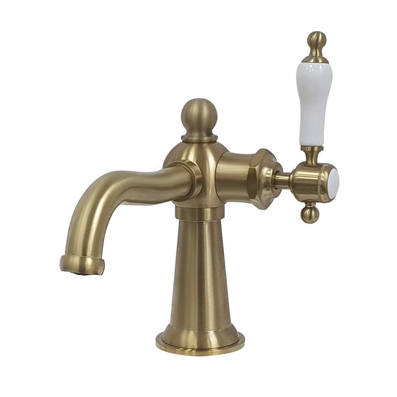 Kingston Brass Nautical Single-Handle 1-Hole Deck Mount Bathroom Faucet - Brushed Brass